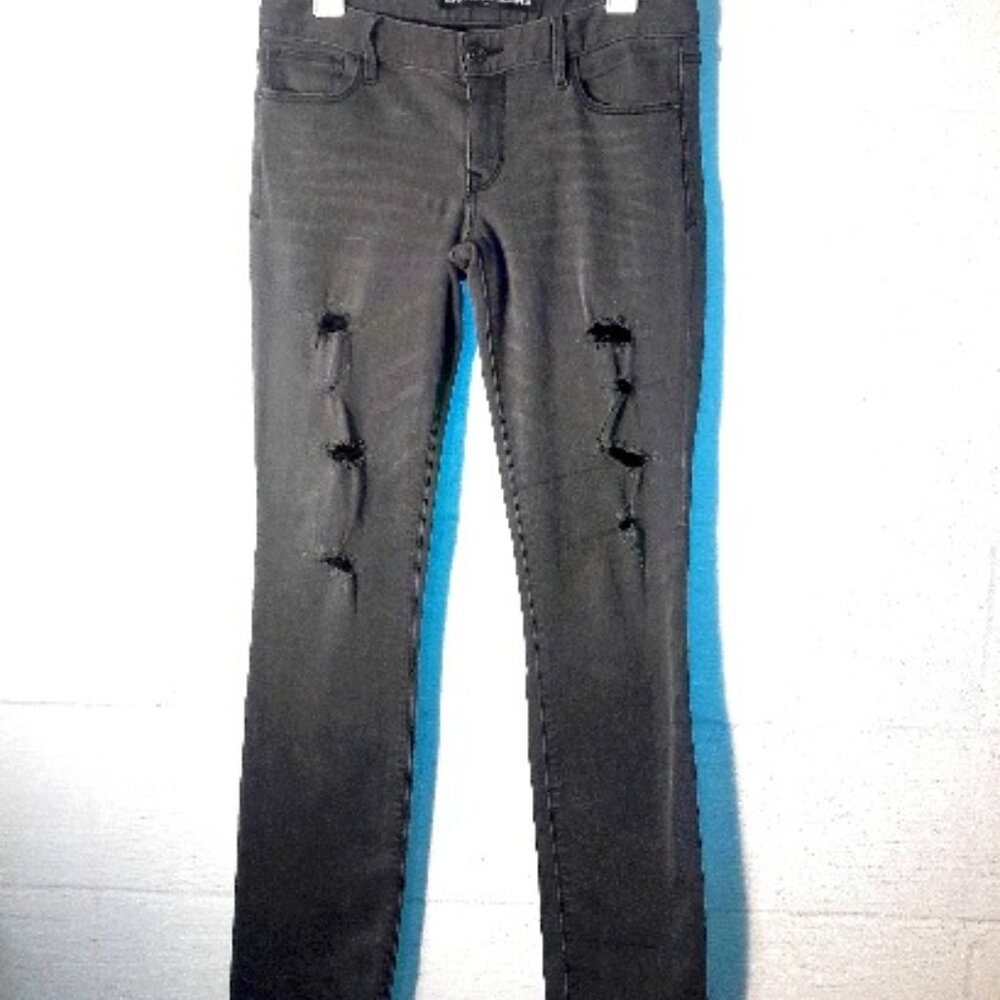 Express Jeans Skinny Stella Low Rise Womens Sz 8 Grey Stretch Jegging Distressed